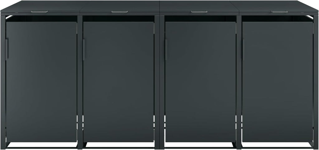 STEELSØN Thoria Mülltonnenbox 4er bis 240L – Mülltonnenverkleidung aus Stahl in Anthrazit – hochwertige Müllcontainer für 4 Tonnen – Müllbox wetterfest – UV-beständige Gerätebox/Mülltonnen Box