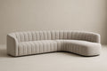 Sofá rinconero de tela de poliéster beige 300x150x75 cm