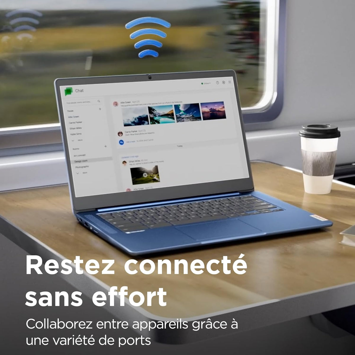 Lenovo IdeaPad Slim 3 Chrome 14M868 - Ordenador portátil 14'' FHD (MediaTek Kompanio 520, RAM 8GB, SSD 128GB, GPU Arm Mali-G52 2EE MC2, Chrome OS) Teclado AZERTY francés - Azul