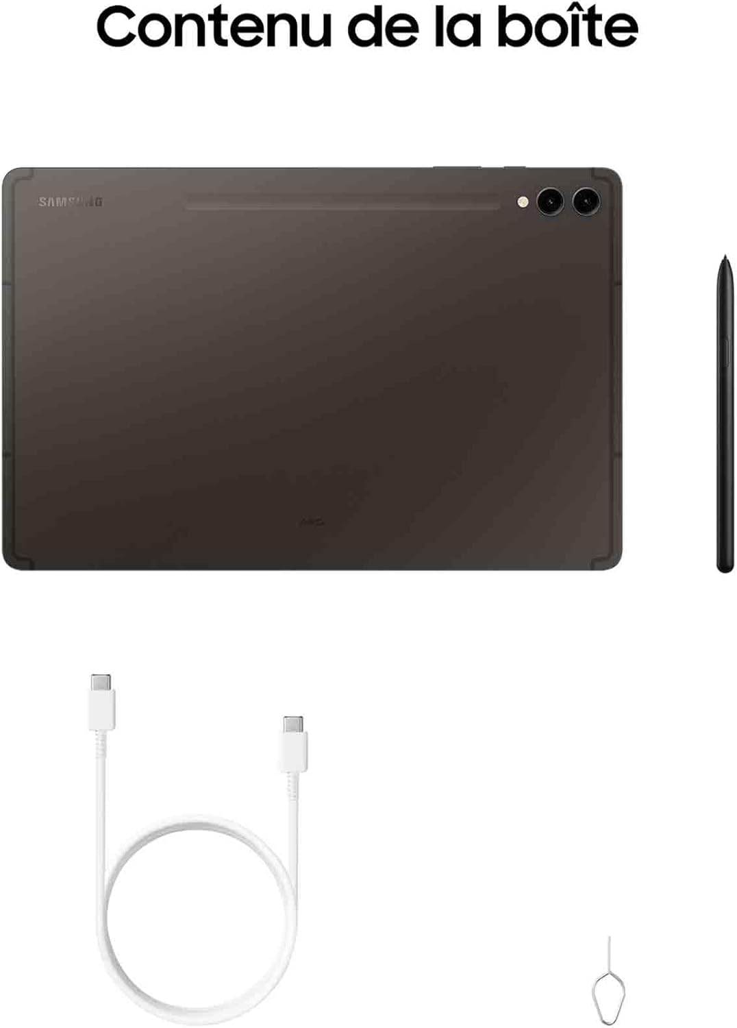 Tablette Android Samsung Galaxy Tab S9+, 12,4", 256 Go de stockage, lecteur MicroSD, Wi-Fi, S Pen inclus, anthracite, chargeur secteur rapide 25 W inclus, exclusivité Amazon version FR
