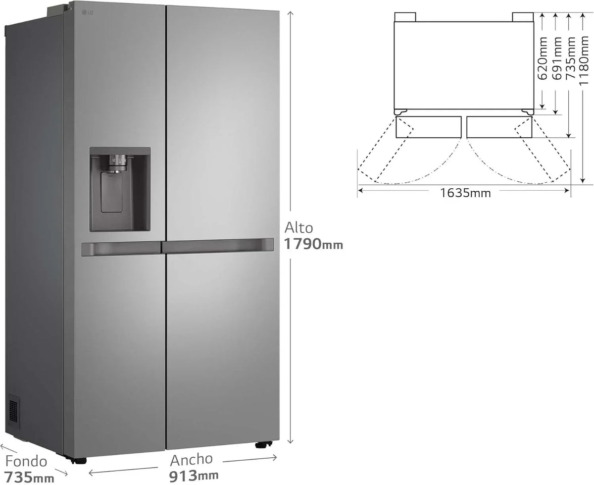 GSLC40PYPE - Frigorífico Side by Side, Serie 400, Clasificación E, 641 L, Inox Antihuellas