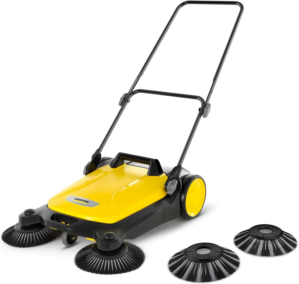 Barredora Kärcher S 4 Twin 2 en 1, amarillo/negro | Rendimiento de superficie máx.: 2400 m²/h, 2 cepillos laterales, depósito de suciedad: 20 l, ancho de trabajo: 680 mm