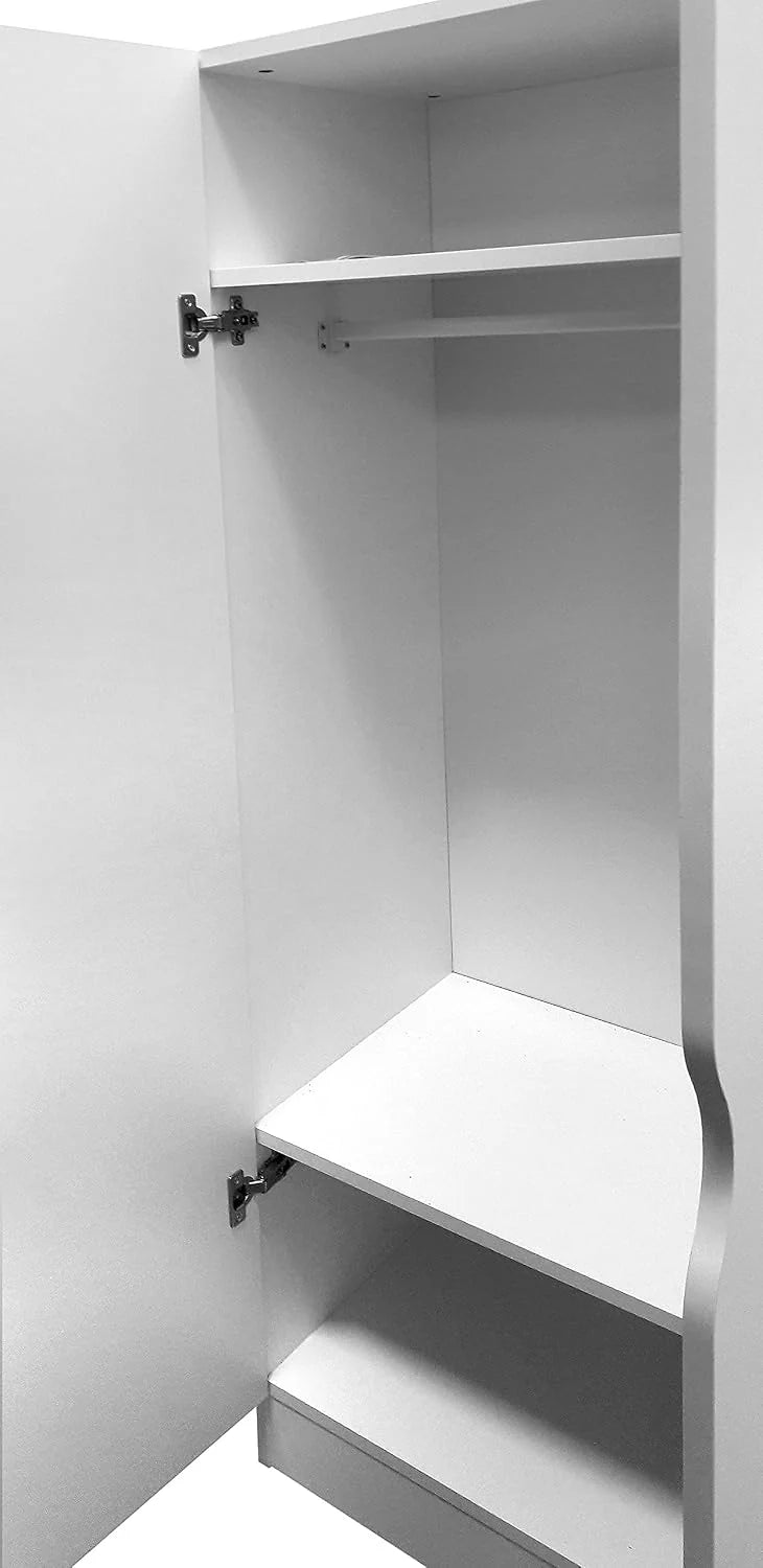 Leomark Biała Szafa Roma dla Dzieci z Półkami, Rakieta UV, 70x42,5x161,5 cm