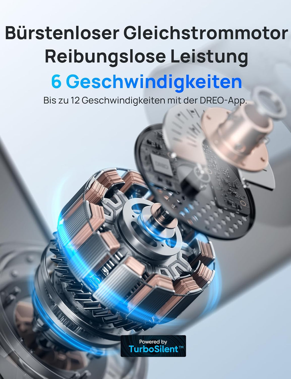 Ventilador de techo inteligente DREO con luz, 132 cm, 12 velocidades, 3 modos, iluminación LED de intensidad regulable, motor CC silencioso, temporizador de 12 horas, control remoto/APP/Alexa, para interiores, blanco