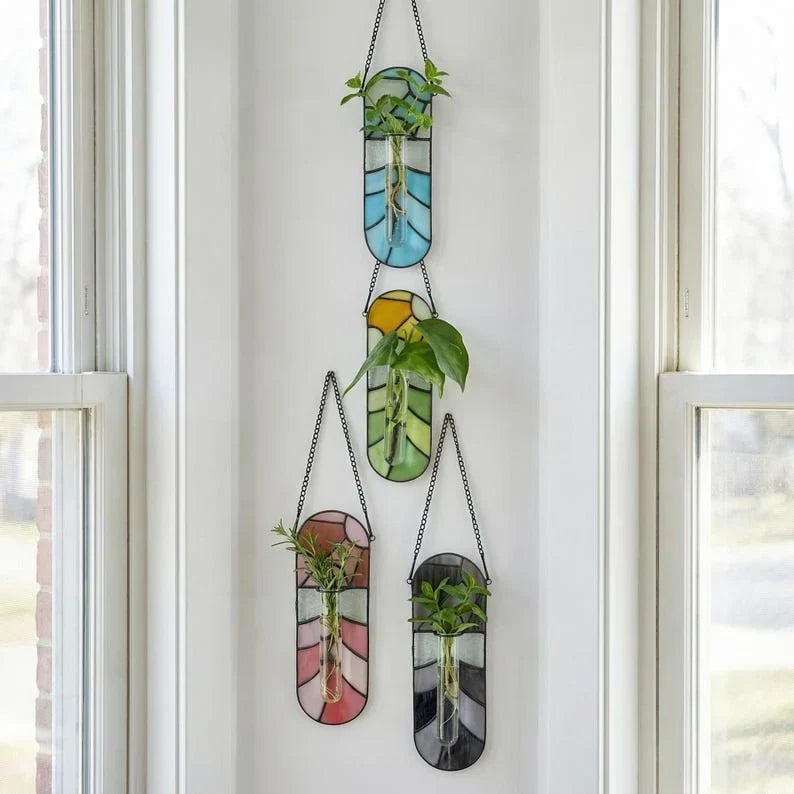 Propagación de plantas en vitral, maceta colgante, florero de pared hidropónico, tubo de ensayo, decoración botánica