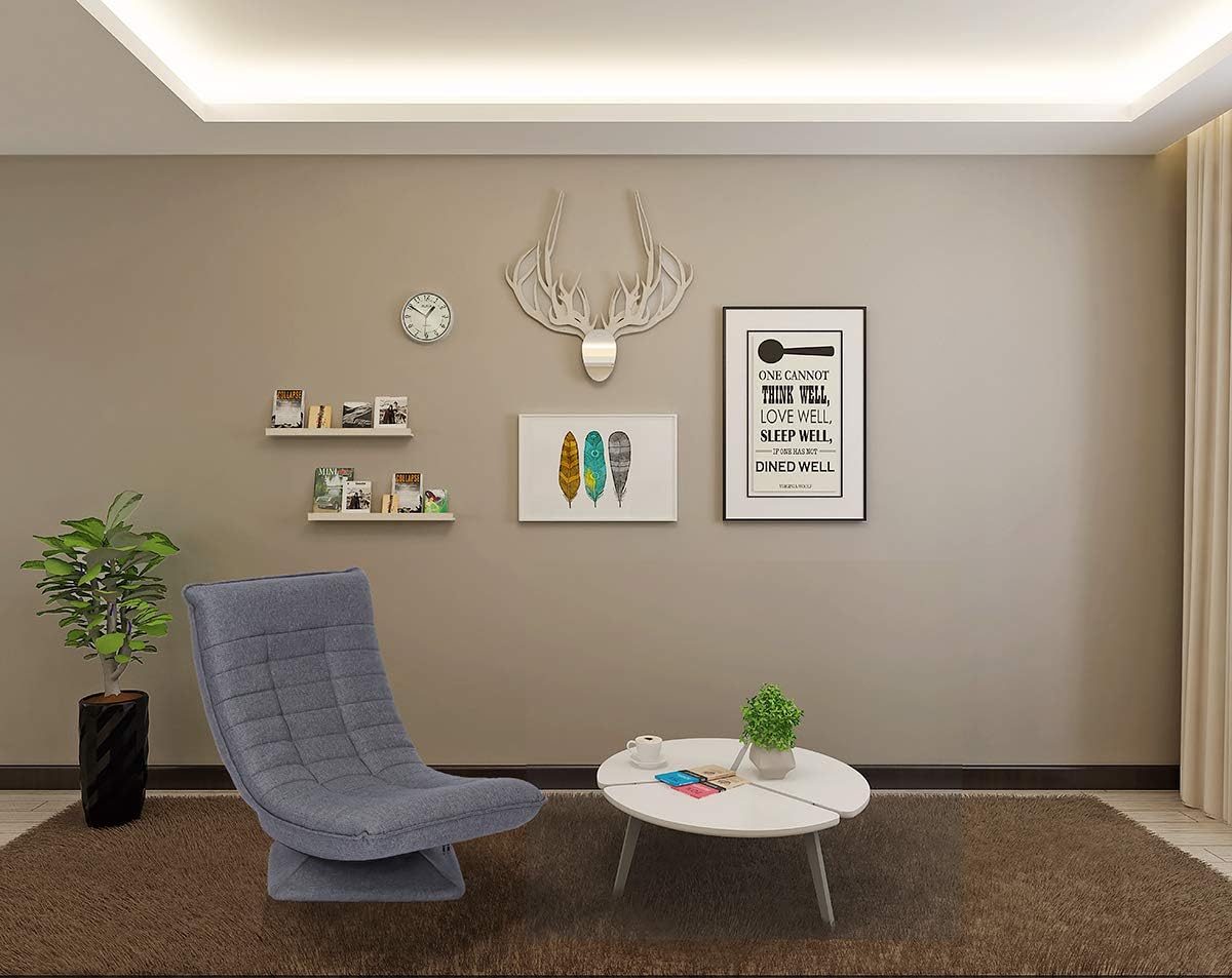 Sillón relax, cómodo sillón de suelo con respaldo ajustable en 4 posiciones, función giratoria de 360°, mecanismo de plegado, acolchado de 13 cm, capacidad de carga de 150 kg para salón o dormitorio (gris)