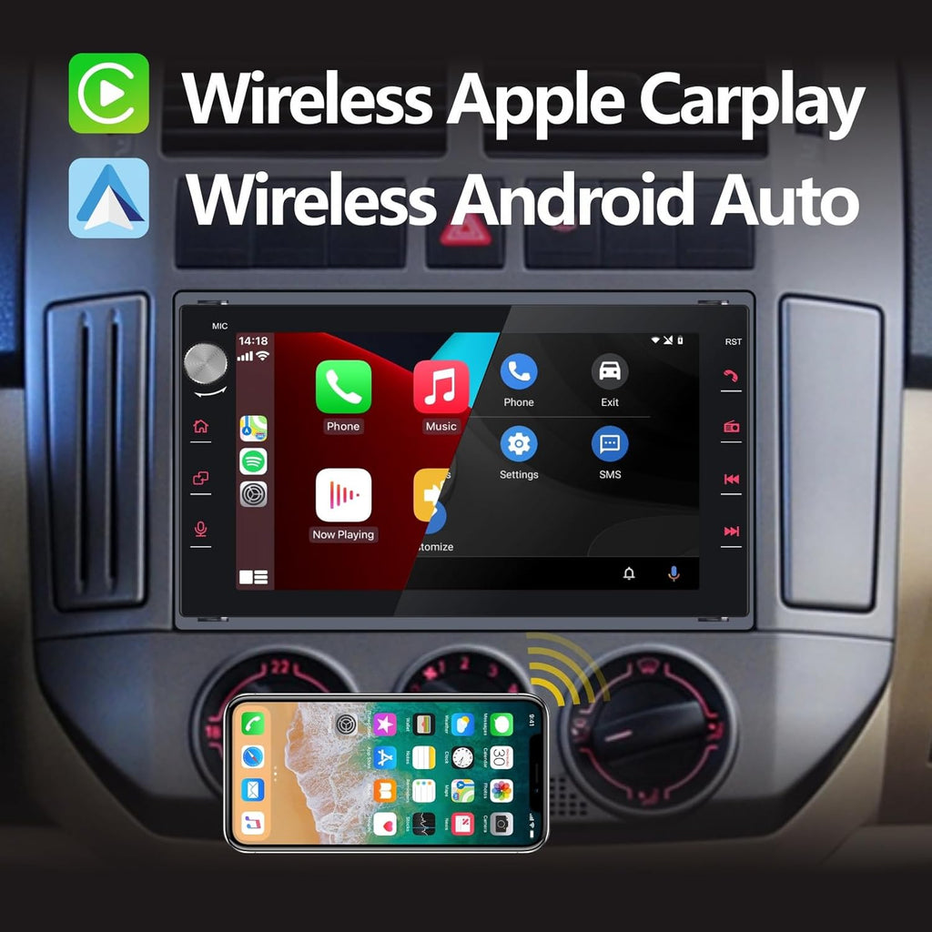 Autorradio con Carplay inalámbrico y Android Auto para VW Golf Polo Mk3 Jetta Passat b5 MK5 T4 IV Bora 1998-2006, reproductor estéreo, radio con pantalla táctil/Bluetooth/RDS/FM/AM/Mirror Link (3 series de IU)