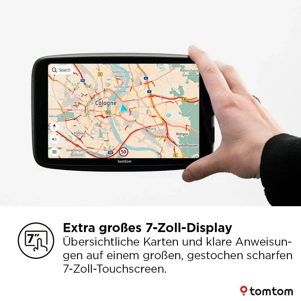 Navegador para coche TomTom GO Navigator, pantalla de 7 pulgadas, evitación de atascos, actualizaciones por Wi-Fi, servicio premium, soporte magnético