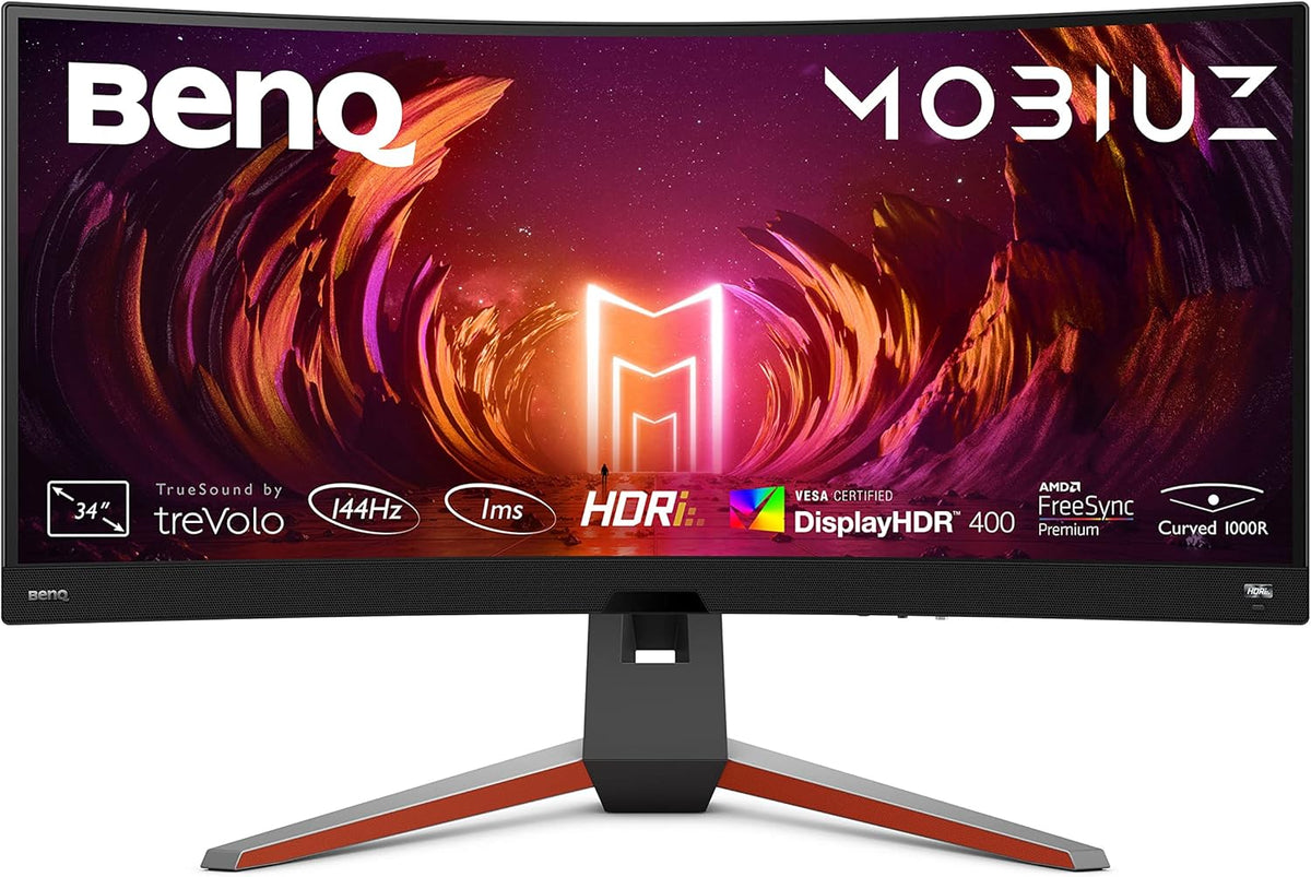 Monitor Gaming Curvo BenQ MOBIUZ EX3410R (34 pulgadas, Ultrawide, 1440p, 144 Hz, 1 ms, HDR 400, FreeSync Premium Pro, mando a distancia)
