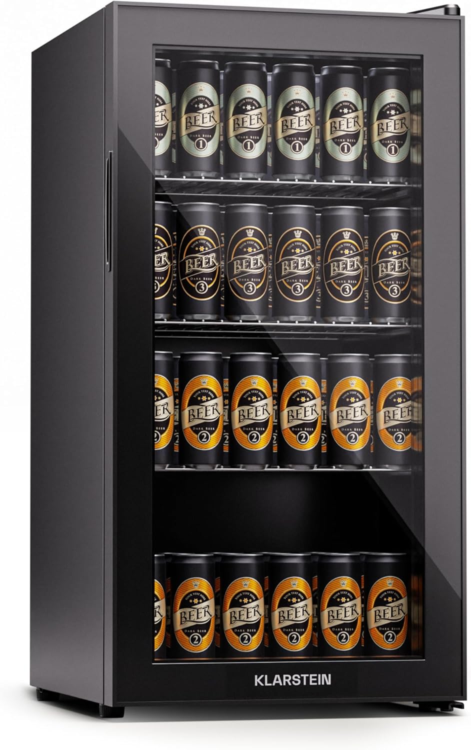 Mininevera Klarstein con puerta de cristal para habitaciones, refrigerador de bebidas con estantes ajustables, pequeño de 80 litros, frigorífico silencioso para interiores/exteriores