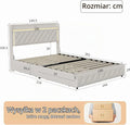 Podwójne łóżko z pojemnikiem 140 x 200 cm, łóżko tapicerowane 140 x 200 cm z 4 szufladami, LED i portem USB, funkcjonalne łóżko z zagłówkiem, rama łóżka z stelażem listwowym, aksamit, bez materaca