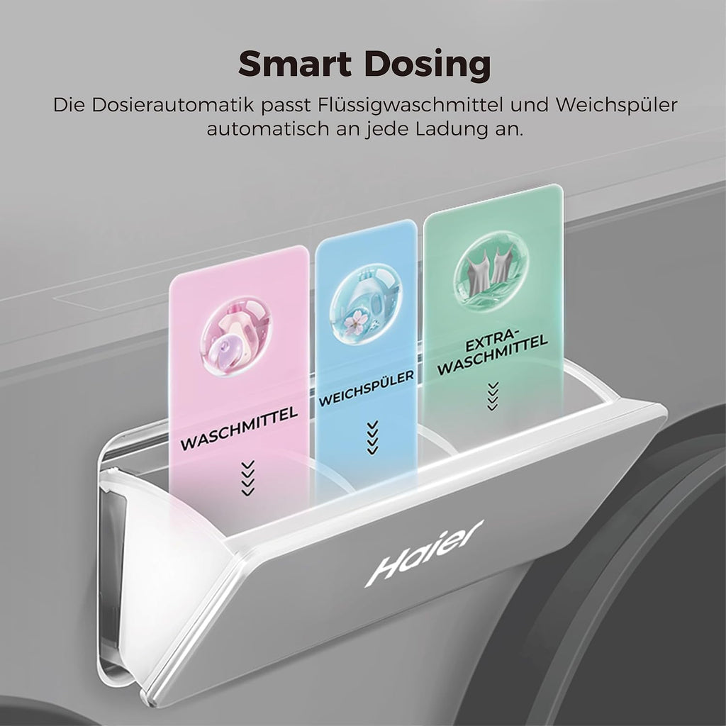 Lavadora Haier MultiWash 10+1+1kg I 3 tambores I Clase energética A, 1.400 rpm, motor inverter, programa automático, higiene UV, dosificación automática, Aquastop I HAMQD 410CBL9GN-84