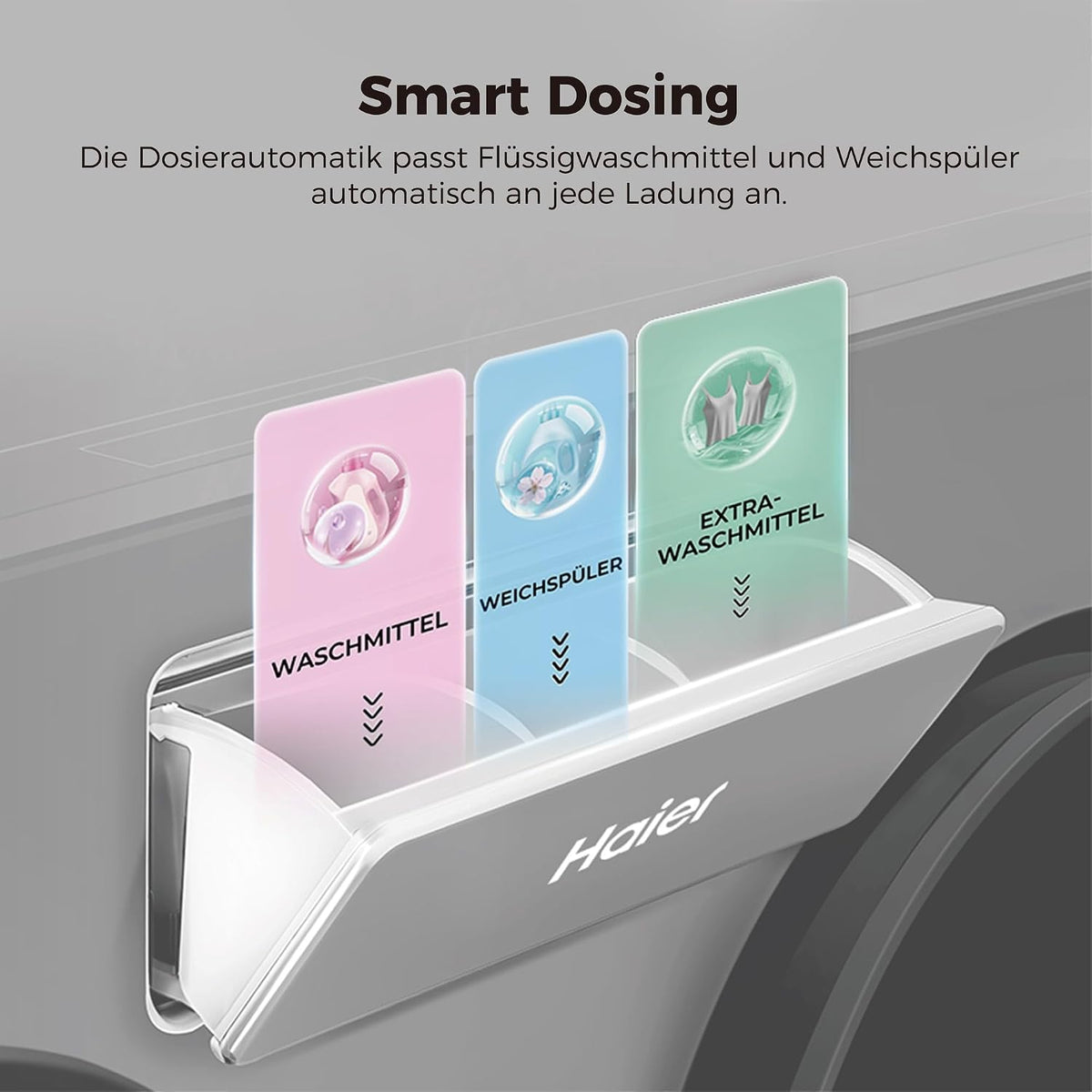 Lavadora Haier MultiWash 10+1+1kg I 3 tambores I Clase energética A, 1.400 rpm, motor inverter, programa automático, higiene UV, dosificación automática, Aquastop I HAMQD 410CBL9GN-84