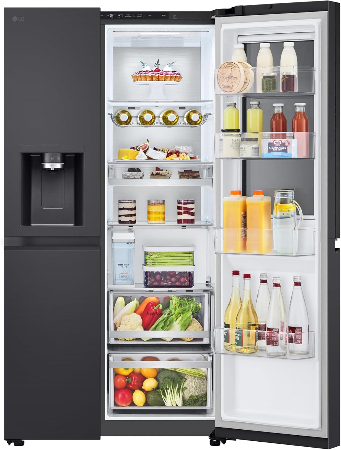 Frigorífico Side by Side LG GSGV81PYLL, Clase E, 635 L, Instaview, frigorífico con congelador, dispensador de hielo, hielo picado y agua, Total NoFrost, compresor Smart Inverter, Wi-Fi