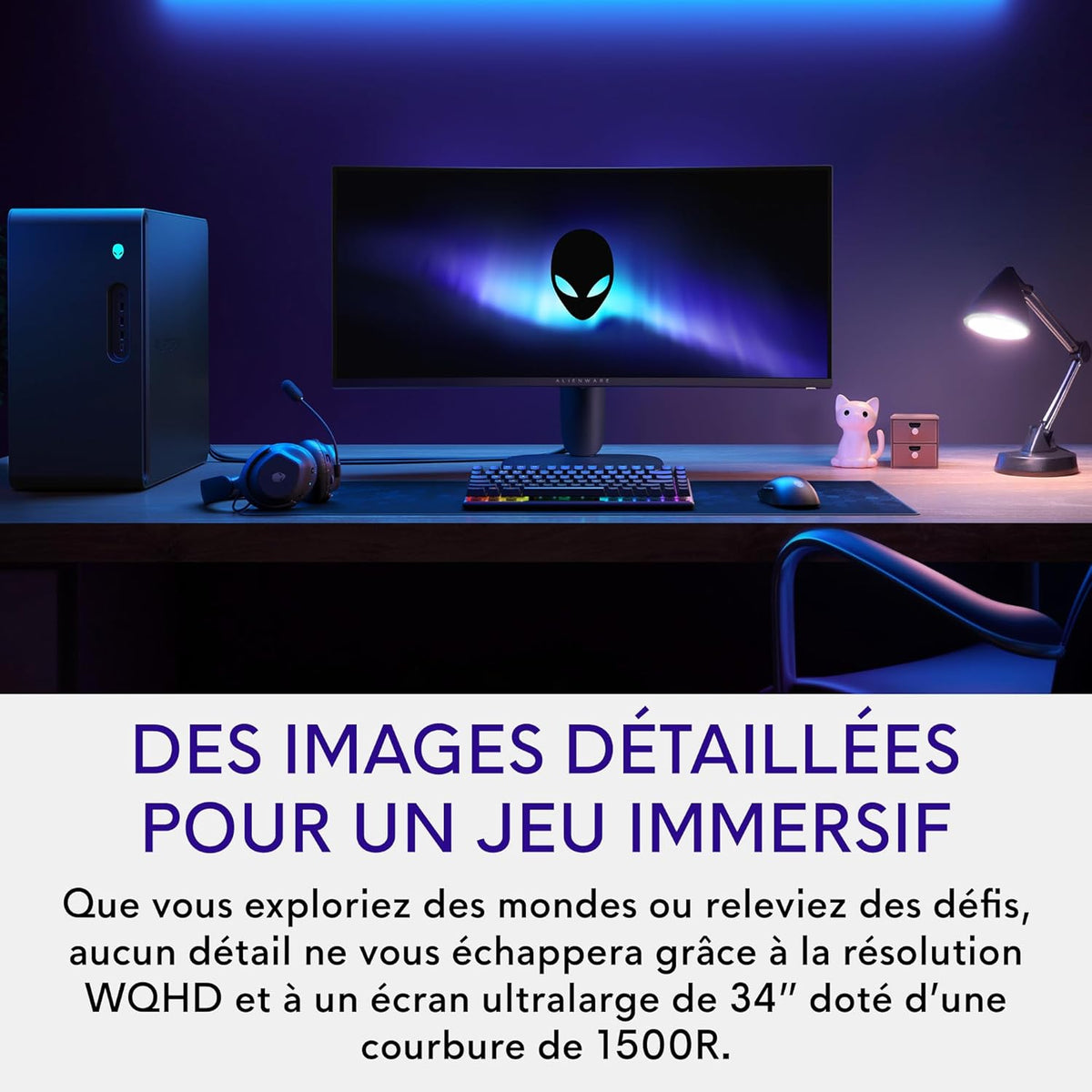 Monitor Gaming Alienware 34 - AW3425DWM, WQHD (3440x1440), 21:9 Curvo 1500R, 180Hz, VA, 1ms, AMD FreeSync Premium, VESA AdaptiveSync, 95% DCI-P3, HDR400, DisplayPort, 2 HDMI, 3 USB, Garantía de 3 años
