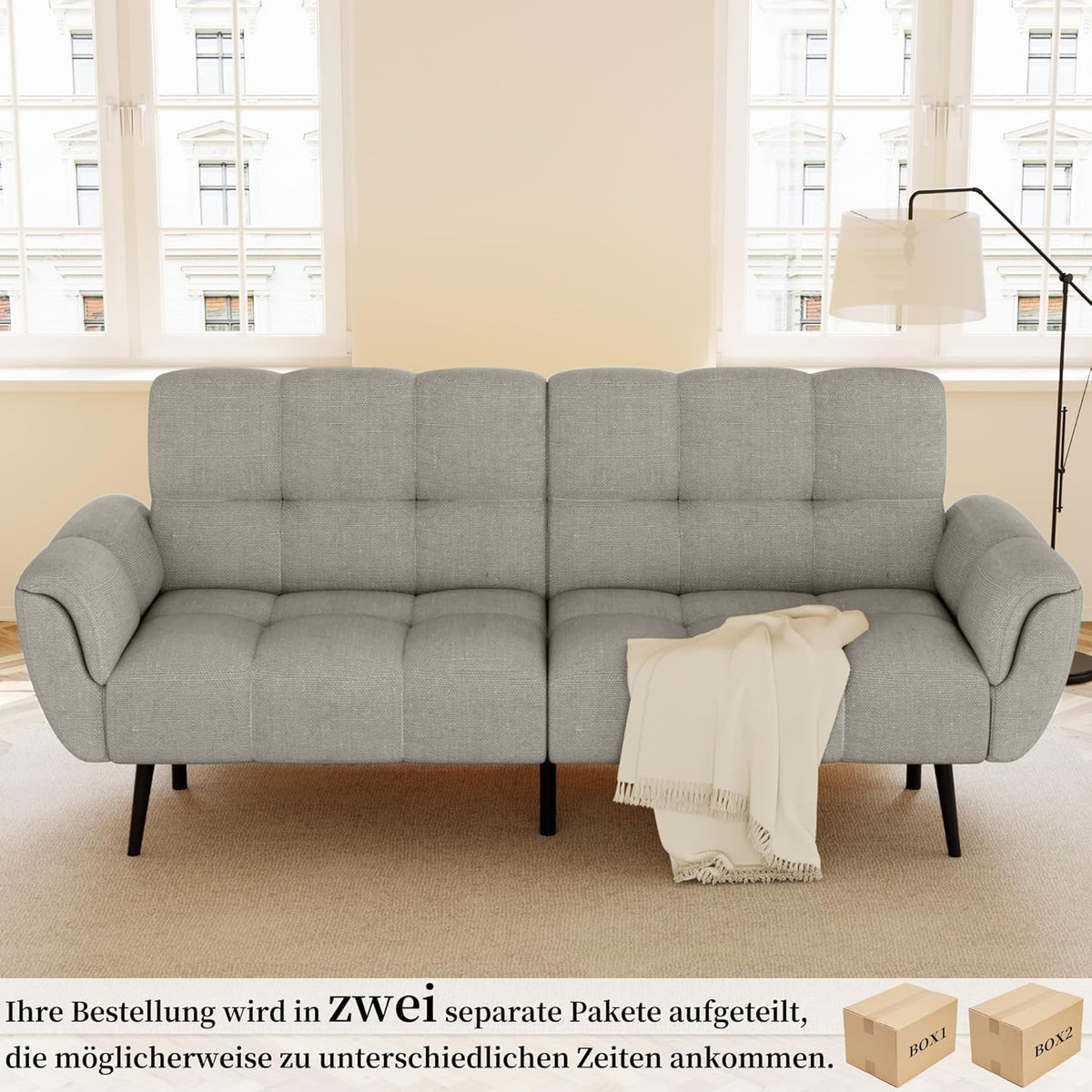 HIPIHOM Sofá con función cama, sofá plegable de 3 plazas, sofá cama de 155x85 cm, cómodo, adecuado para salón, oficina, sala de estar, habitación, dormitorio