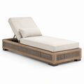 Tumbona de jardín ajustable de madera de teca con cojín de poliéster, beige
