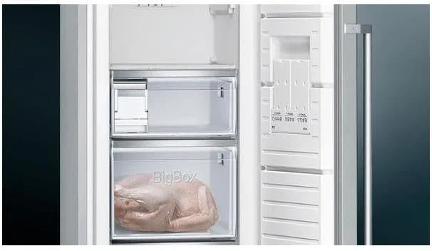 Congelador Siemens GS54NAWCV iQ500, 176 x 70 cm, 327 L, noFrost nunca más volver a descongelar, bigBox espacio para alimentos congelados grandes, varioZone estantes y cajones de cristal flexibles, Blanco
