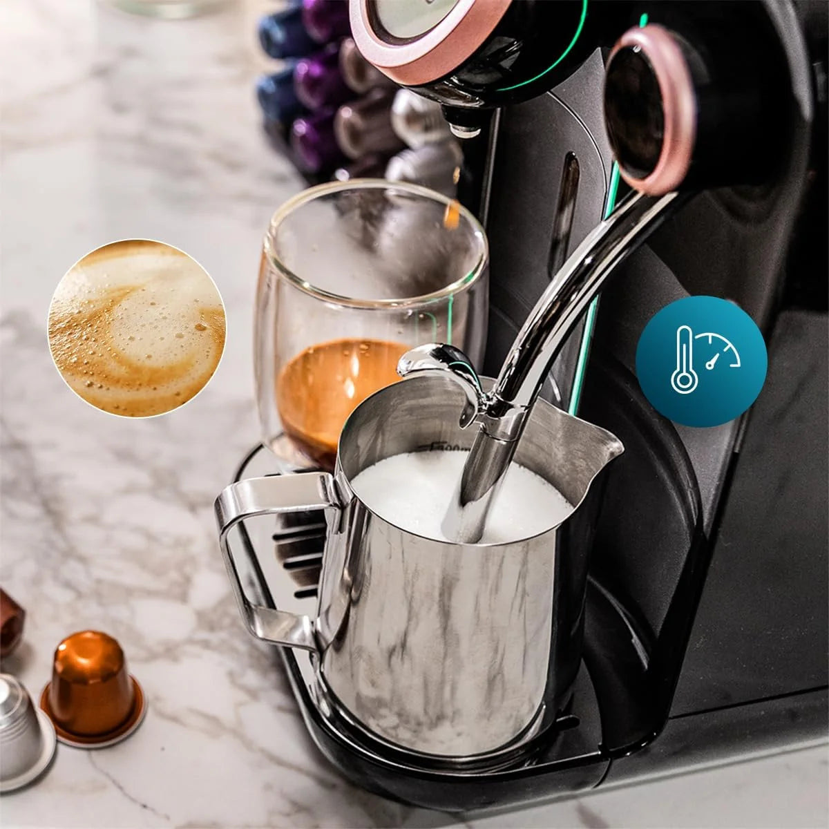 Cecotec Ekspres do kawy na kapsułki Power Caps Spin. 1400 W, 20 bar, kompatybilny z Nespresso, zbiornik na wodę 1,5 l, intuicyjny wyświetlacz, 7 napojów, automatyczne wyłączanie, czujnik temperatury