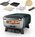 Horno de pizza para exteriores y freidora de aire Ninja Artisan, 4 funciones, tabla de servir, cortador de pizza, piedra para pizza de 30 cm, pala para pizza, bandeja para hornear y cesta para freidora de aire, verde MO201AMZEU
