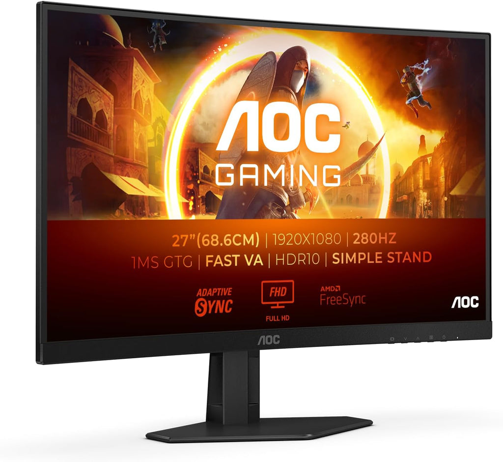 AOC Gaming C27G4ZXED - Monitor curvo FHD de 27 pulgadas, 280Hz, 1ms, HDR10, FreeSync Premium (1920x1080, HDMI, DisplayPort) Negro/Gris