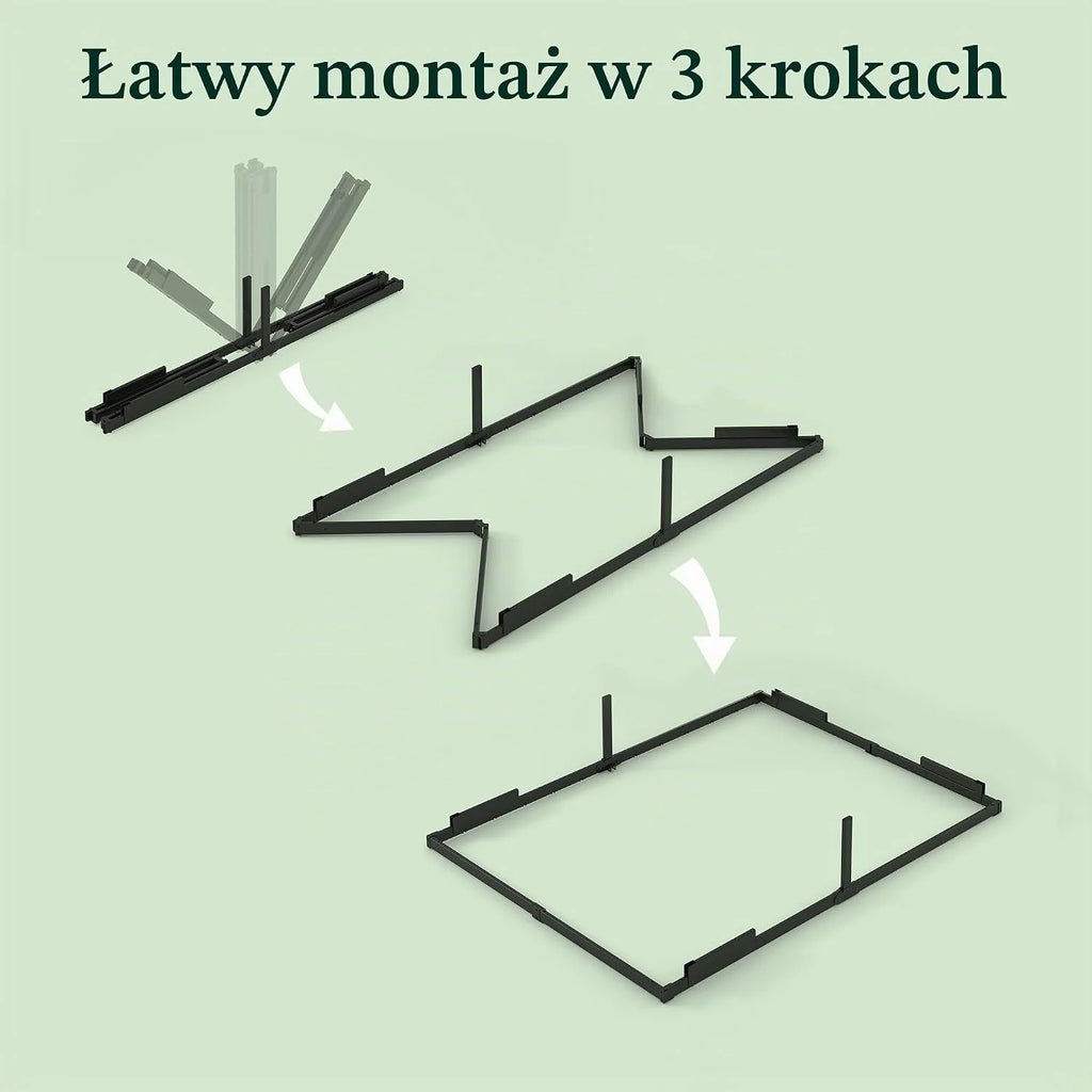 Zinus Caleb Rama łóżka 160 x 200 cm - wysokość 36 cm z miejscem do przechowywania pod łóżkiem - składana stalowa rama - czarna