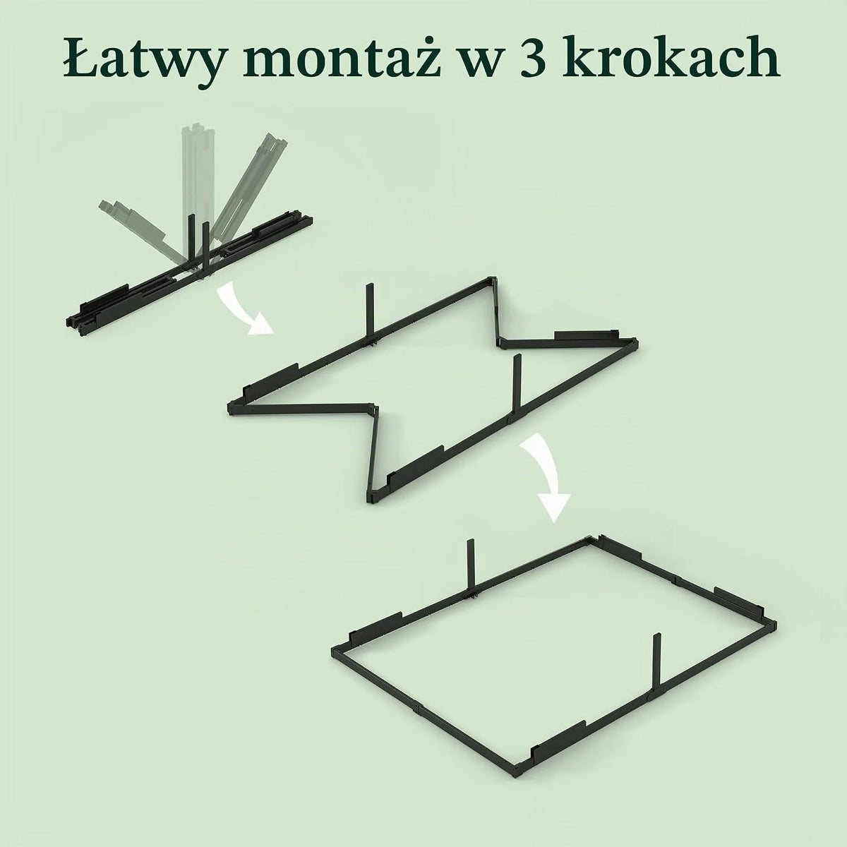 Zinus Caleb Rama łóżka 160 x 200 cm - wysokość 36 cm z miejscem do przechowywania pod łóżkiem - składana stalowa rama - czarna
