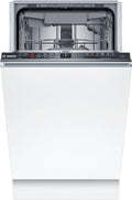 Bosch SPV2HMX42E, Serie 2, lavavajillas inteligente totalmente integrable, 45 cm de ancho, tercera bandeja para cubiertos, secado extra con solo pulsar un botón, cesta superior regulable en altura, motor silencioso y eficiente, con aquaStop