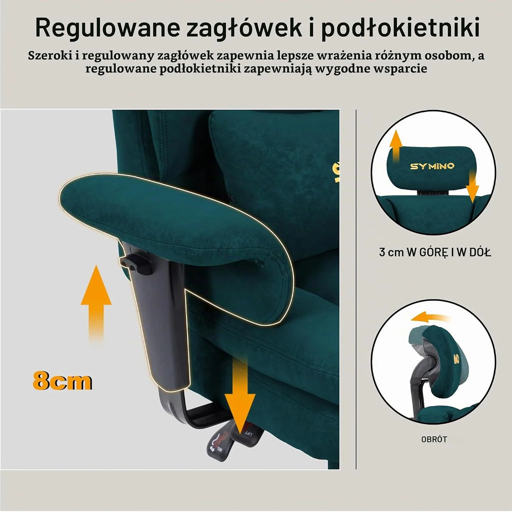 Symino Ergonomiczny Fotel Gamingowy i Krzesło Biurowe/zielony
