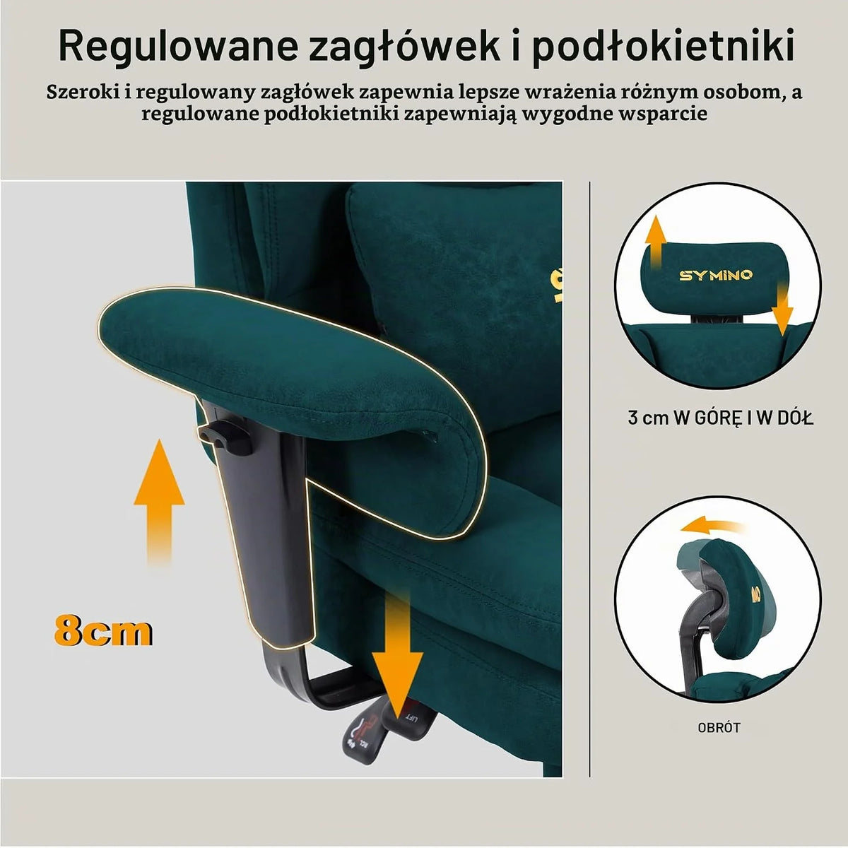 Symino Ergonomiczny Fotel Gamingowy i Krzesło Biurowe/zielony