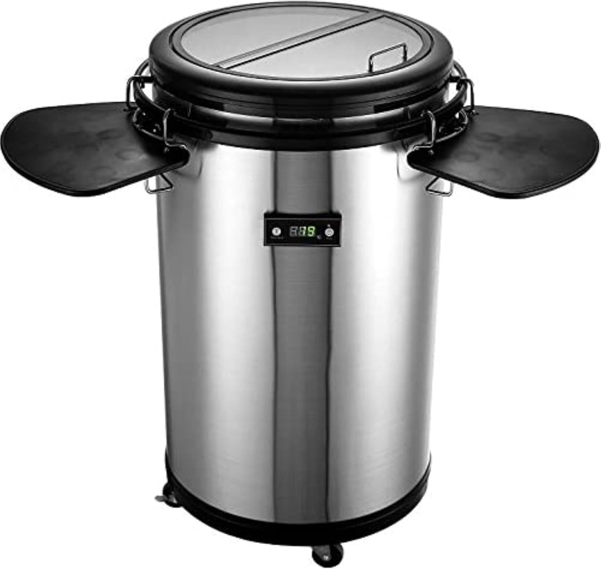 Syntrox 50 l Barril refrigerador | Nevera de barril | Barril para bebidas | Enfriador de fiesta | Enfriador de botellas Salaron, para eventos, con tapa de cristal, indicador de temperatura, 75 vatios (negro)