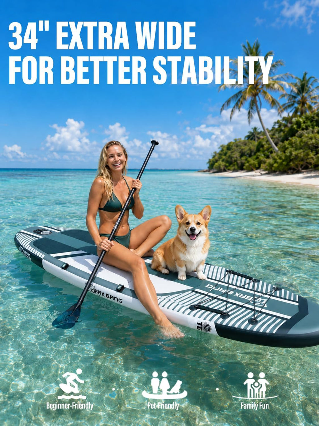 TIGERXBANG Tabla de surf de remo inflable (SUP) con accesorios, 335 × 86 × 15 cm, tabla SUP para adultos, colección Shadow