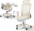 FLEXISPOT Foldex Ergonomiczne Krzesło Biurowe, Składane Krzesło Biurowe do Małych Pomieszczeń z Wsparciem Lędźwiowym, Regulowanymi Podłokietnikami (Biały)