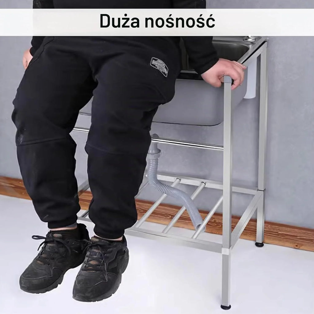 Zlew gospodarczy ze stali nierdzewnej,pojedyncza komora,wolnostojący, komercyjny,restauracja,kuchnia,stacja do mycia naczyń,zewnętrzny zlew ogrodowy do mycia z kranem restauracji,kuchni(20.8x15.7x2