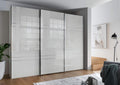 Armario WIEMANN Rialto, armario con puertas correderas, armario de dormitorio, con puertas deslizantes, ancho 300 cm, en blanco, cristal blanco, madera, A/H/P 300x236x67 cm