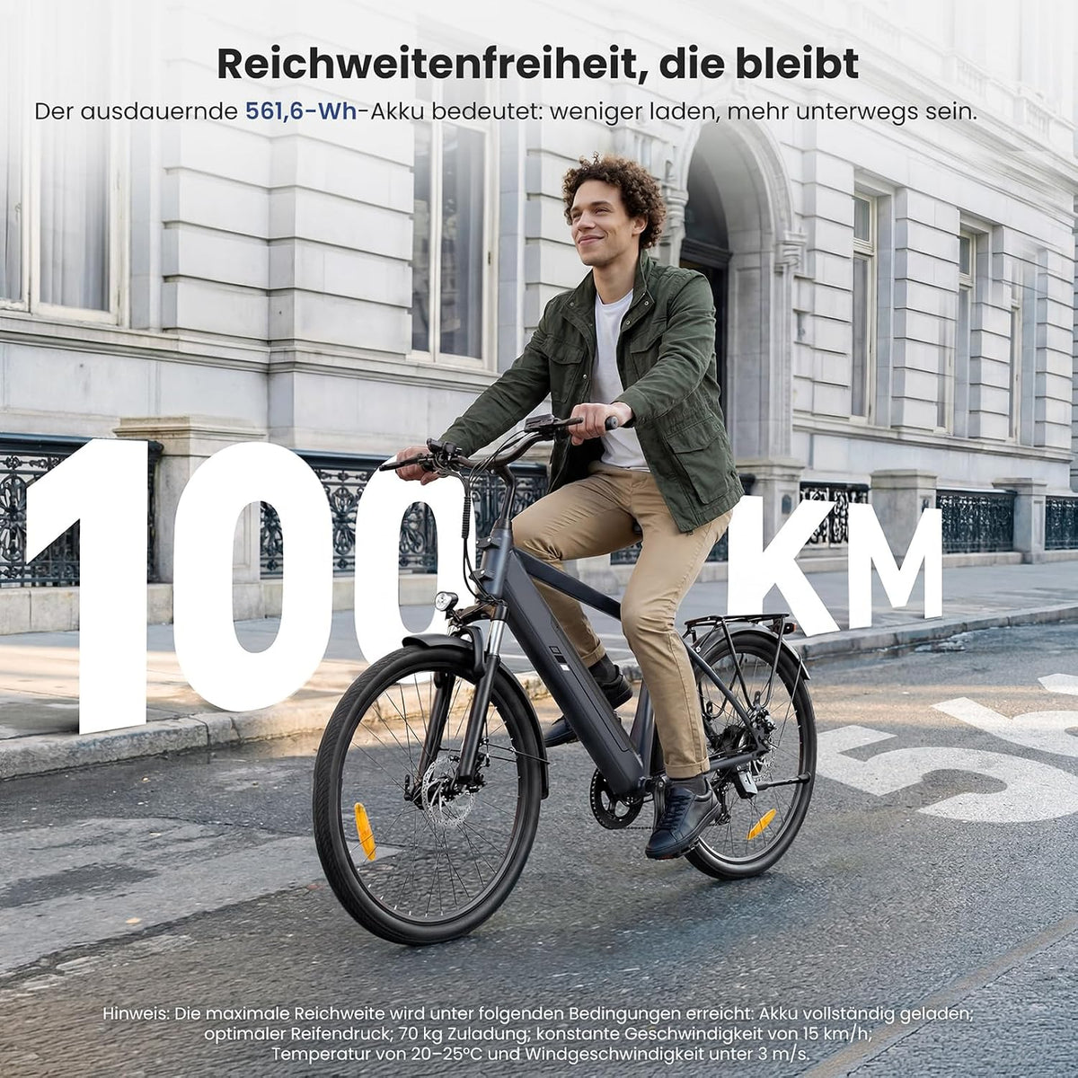 Bicicleta eléctrica Touroll J1 ST/J2 de 26'', bicicleta de trekking eléctrica para hombre y mujer con batería de 561,6 Wh, 100 km de autonomía, 250 W, bicicleta eléctrica con transmisión de 7 velocidades, pedelec, bicicleta urbana para adultos