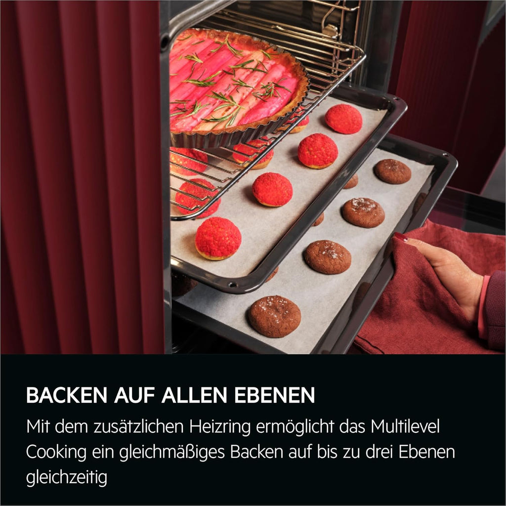 Horno empotrable AEG – Serie 5 Aire caliente circular: resultados de cocción uniformes en 3 niveles – Autolimpieza por pirólisis – 25 programas automáticos – Pantalla táctil LED – Calentamiento rápido – Negro – BPE53516AB