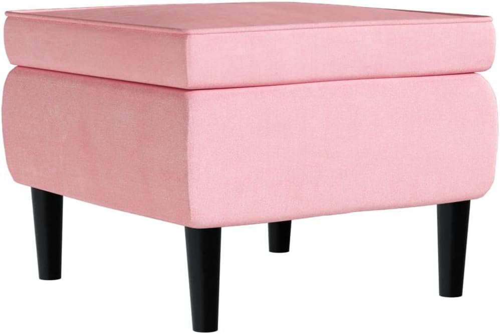 vidaXL Sillón orejero con reposapiés, reposabrazos, sillón de TV, sillón tapizado, sillón lounge, sillón de salón, sillón de descanso, sillón relax, terciopelo rosa