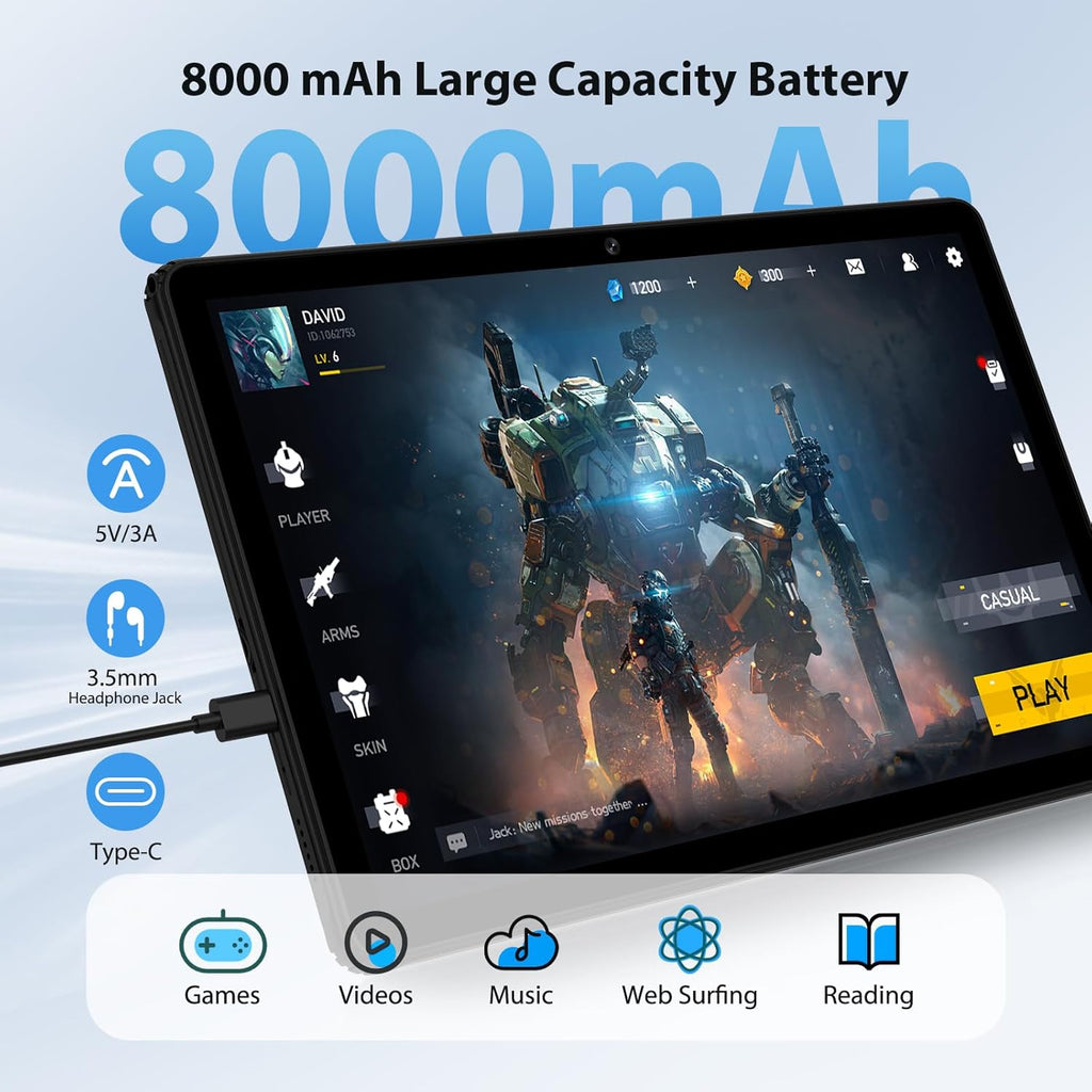Tableta Android 15 de 11 pulgadas, 4G LTE y WiFi 5G, Octa-Core, 36 GB RAM+512 GB ROM (1 TB TF), pantalla HD, Widevine L1/8+13 MP/8000 mAh/GMS/GPS, con teclado y ratón (negro)