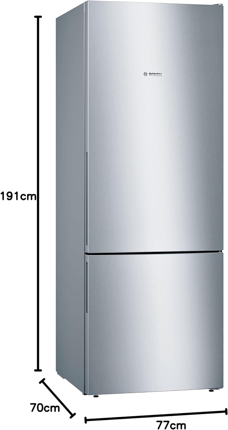 Bosch KGV58VLEAS, Serie 4, Frigorífico con congelador, Libre instalación, 191 x 70 cm, 377 L / 126 L, Acero inoxidable