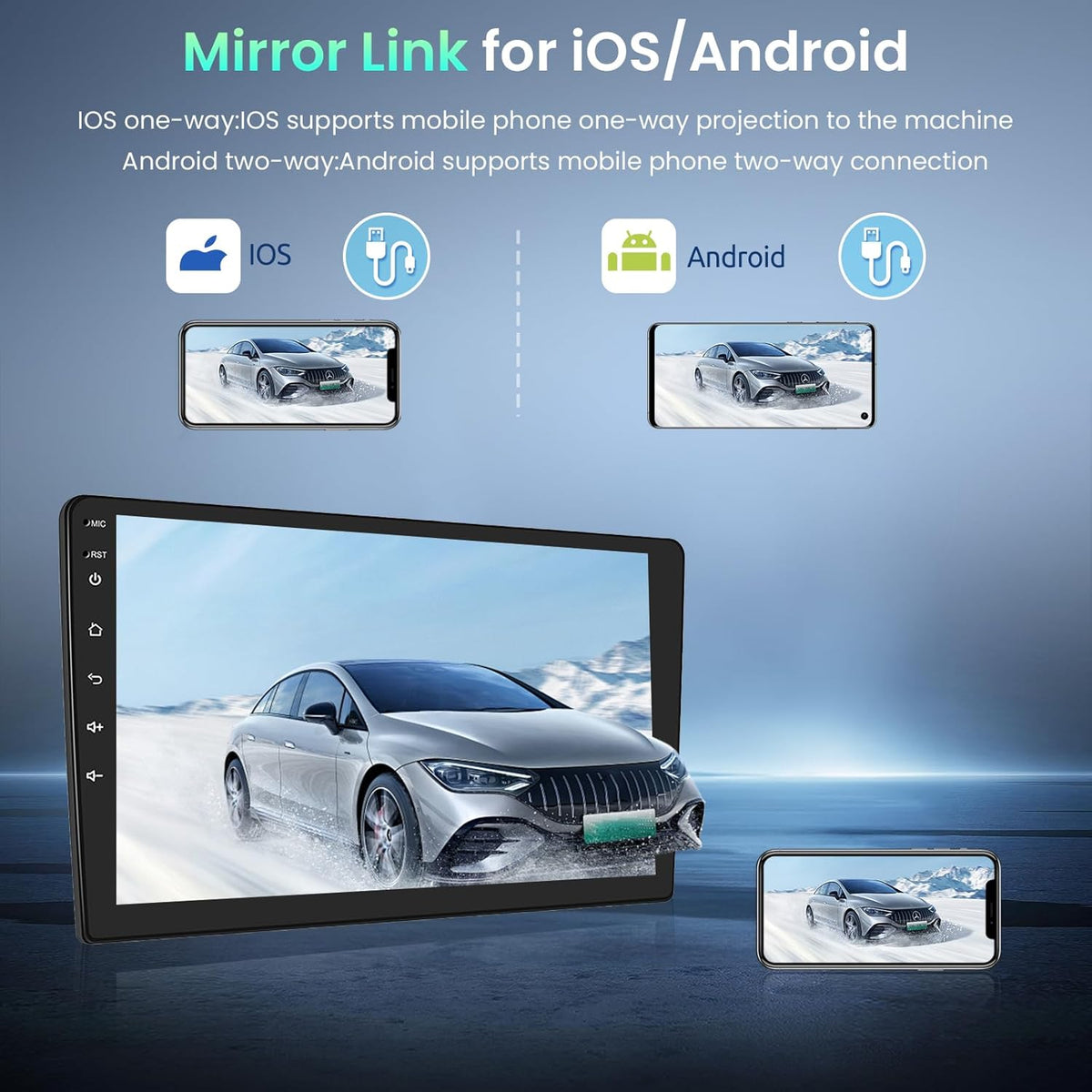 Autoradio GPS Android Podofo para Peugeot 208/2008 2012-2018, Navegador para coche con pantalla táctil de 10", WiFi, Bluetooth, FM, RDS, Mirror Link, USB, Radio de coche, Reproductor estéreo de vídeo