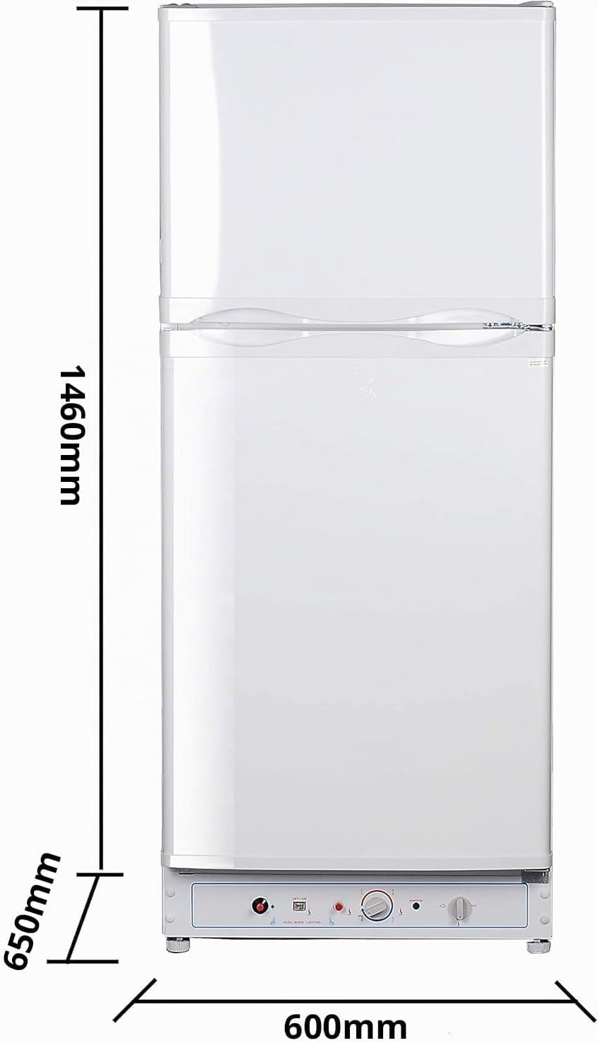 Refrigerador de gas SMETA con congelador, gas/230V, frigorífico combinado 175L, para casa de vacaciones, casa rural, garaje, caravana, autocaravana, blanco