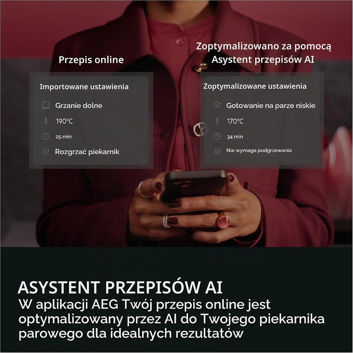 AEG Kuchenka parowa do zabudowy WiFi – seria 8 Touch Swipe – krok po kroku wspomagane gotowanie – Made in Germany – 100% auto-parowy & SousVide – przepisy na aplikacje – TP8SB73ZAB