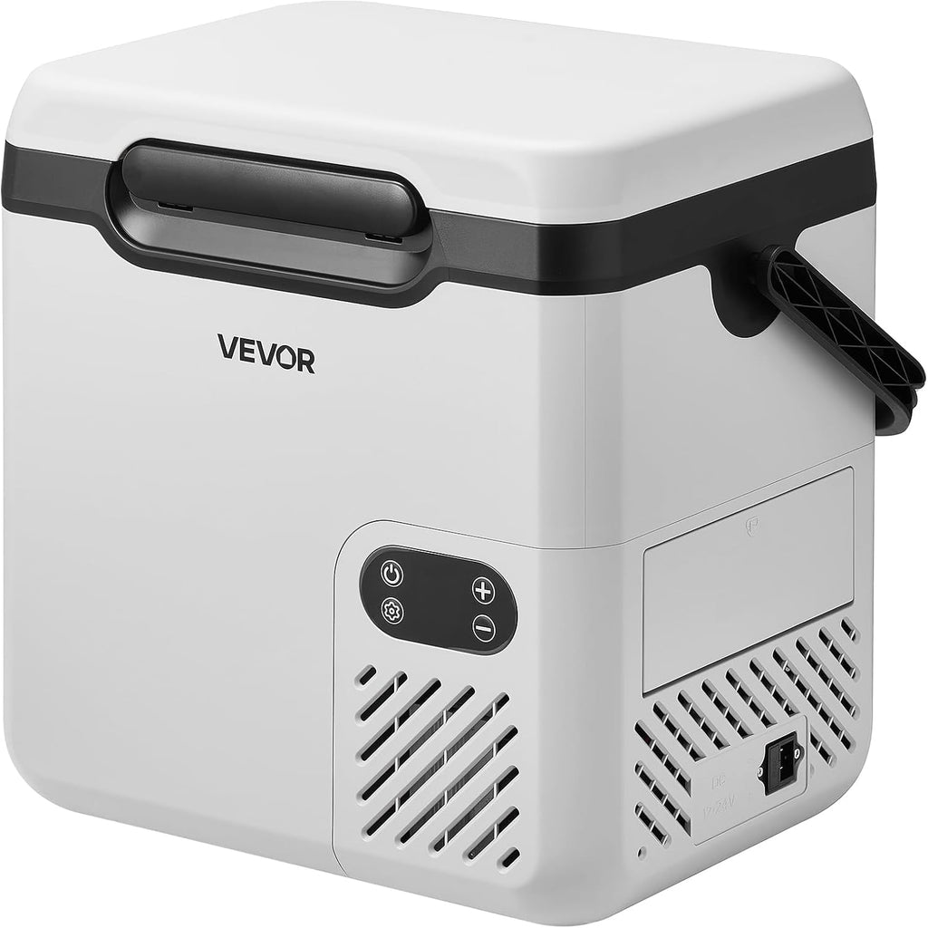 Nevera portátil con compresor VEVOR de 18 L, refrigerador eléctrico para coche con asa, -20 °C a 20 °C, 12/24 V CC y 100-240 V CA, nevera portátil para camping, viajes, camiones, autocaravanas y barcos