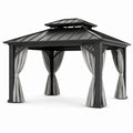 Pabellón de aluminio con techo de acero y cortinas de poliéster gris 3x4m