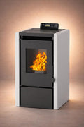 Estufa de pellets NEMAXX® PC5 5,3 kW A+ hasta 120 m³ – Modo crono y ECO, compatible con WiFi (aplicación opcional), pantalla y mando a distancia, combustión por presión negativa, protección contra sobrecalentamiento y apagado automático – Gris