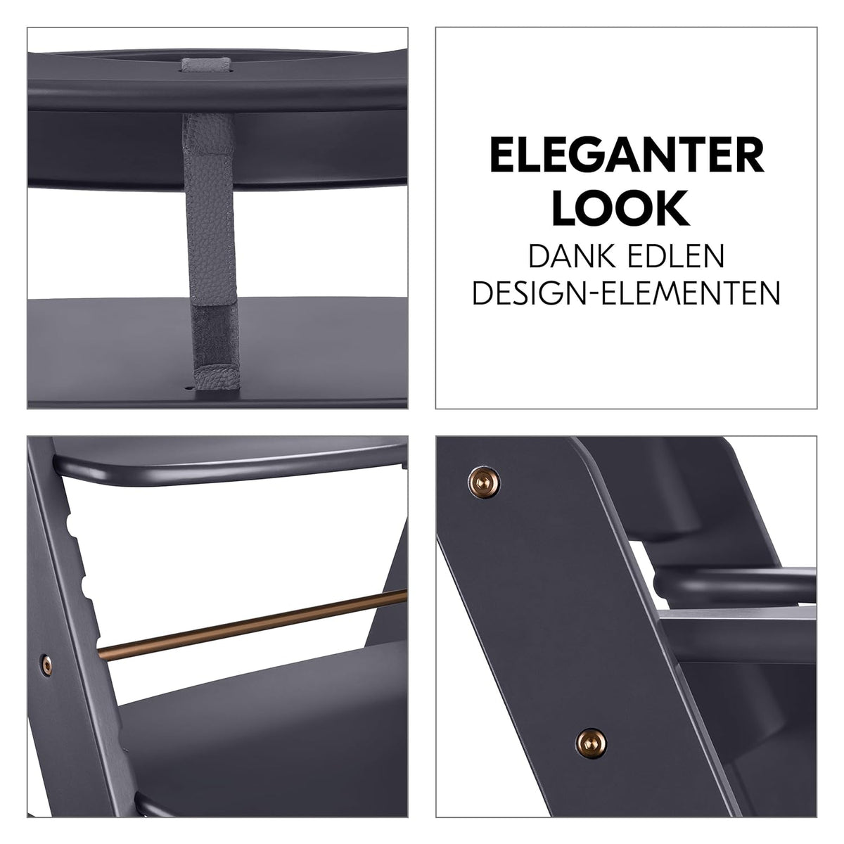 hauck Trona Beta+ Newborn Set Premium Dark Grey - Set de trona para bebé desde el nacimiento con accesorio para recién nacido Bouncer, cojín de asiento y bandeja - Gris oscuro