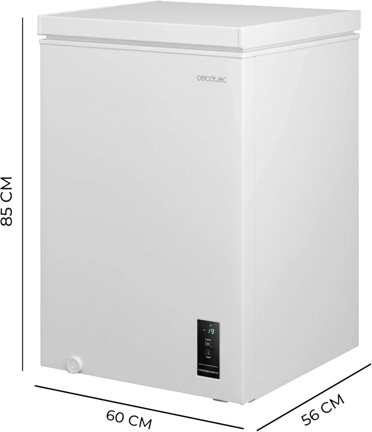 Congelador Horizontal Cecotec 143L Bolero CoolMarket Chest 143P Blanco E. Cesta con asas, control electrónico LED, UltraContact D-Cool, función dual, puerta ZeroG (80º-30º), congelación rápida, compacto