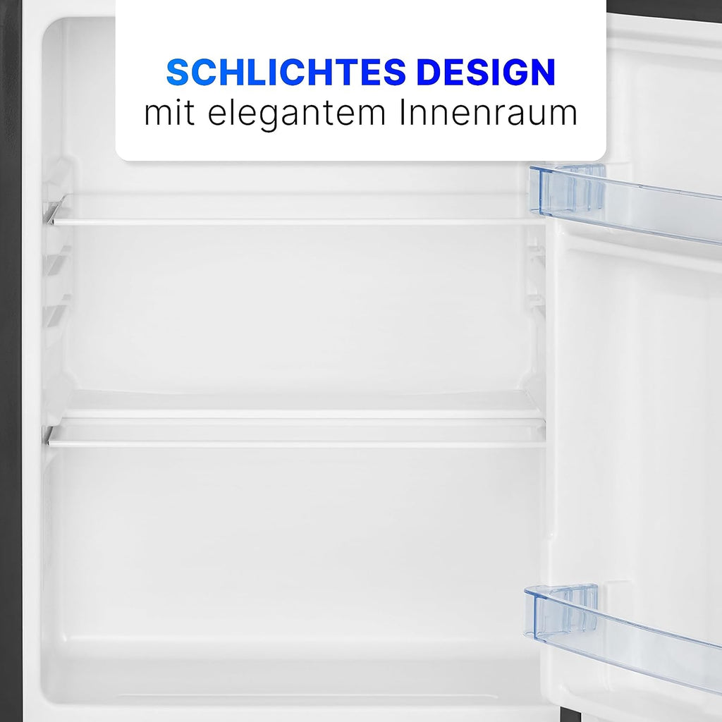 Mininevera Bomann con 58 litros de capacidad útil | Frigorífico pequeño con 2 estantes de cristal extraíbles | Minibar con regulación de temperatura continua y sentido de apertura de puerta reversible | KB 7347 negro