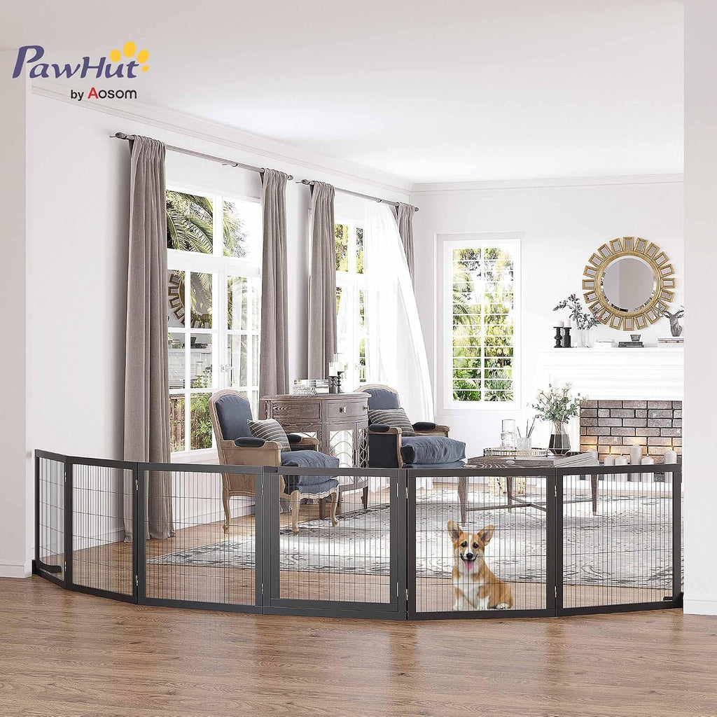 PawHut Brama dla psa regulowana wolnostojąca 70x432 cm Czarny
